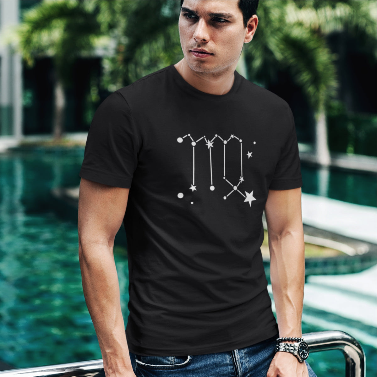 Must UNISEX T-särk Tähtkuju Neitsi