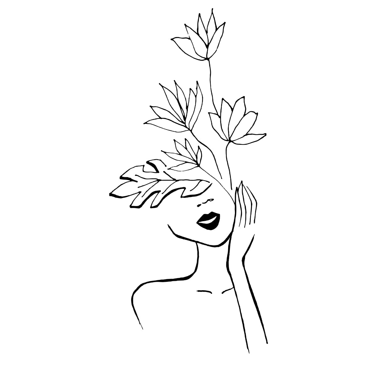 Valge UNISEX T-särk Tüdruk lilledega