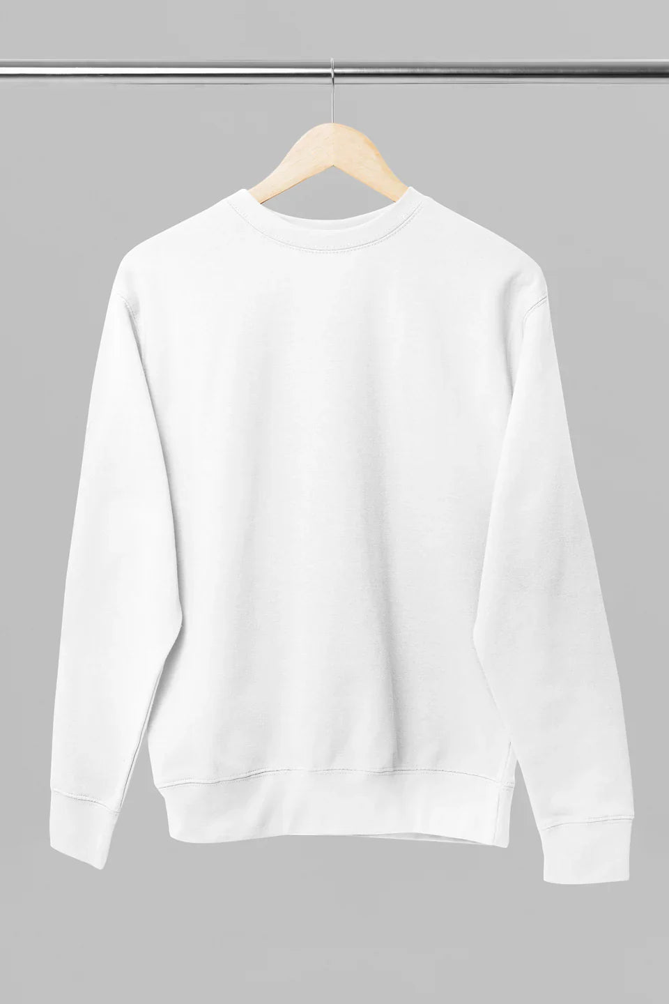 Valge UNISEX dressipluus ilma kapuutsita ja trükita