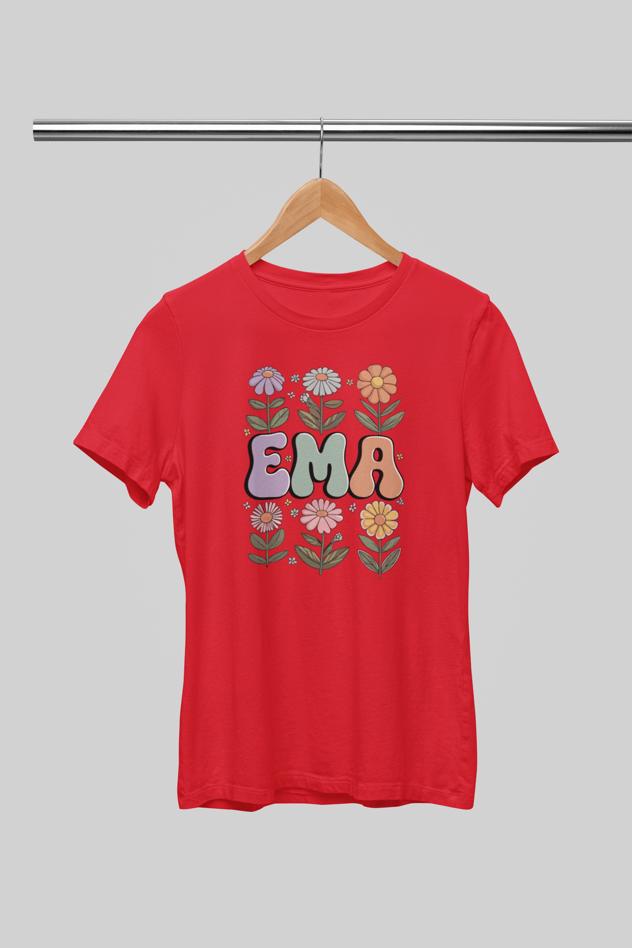Punane UNISEX T-särgid "Ema lillede vahel"