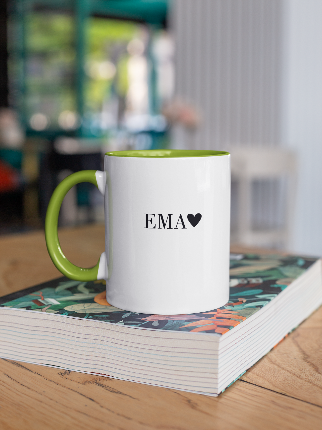 Tass rohelise sisemuse "Ema südamega"