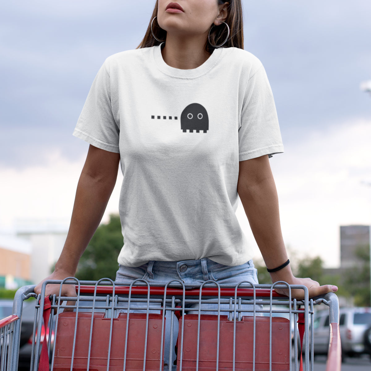 Valged unisex T-särgid paaridele „Pac-Mani mäng“