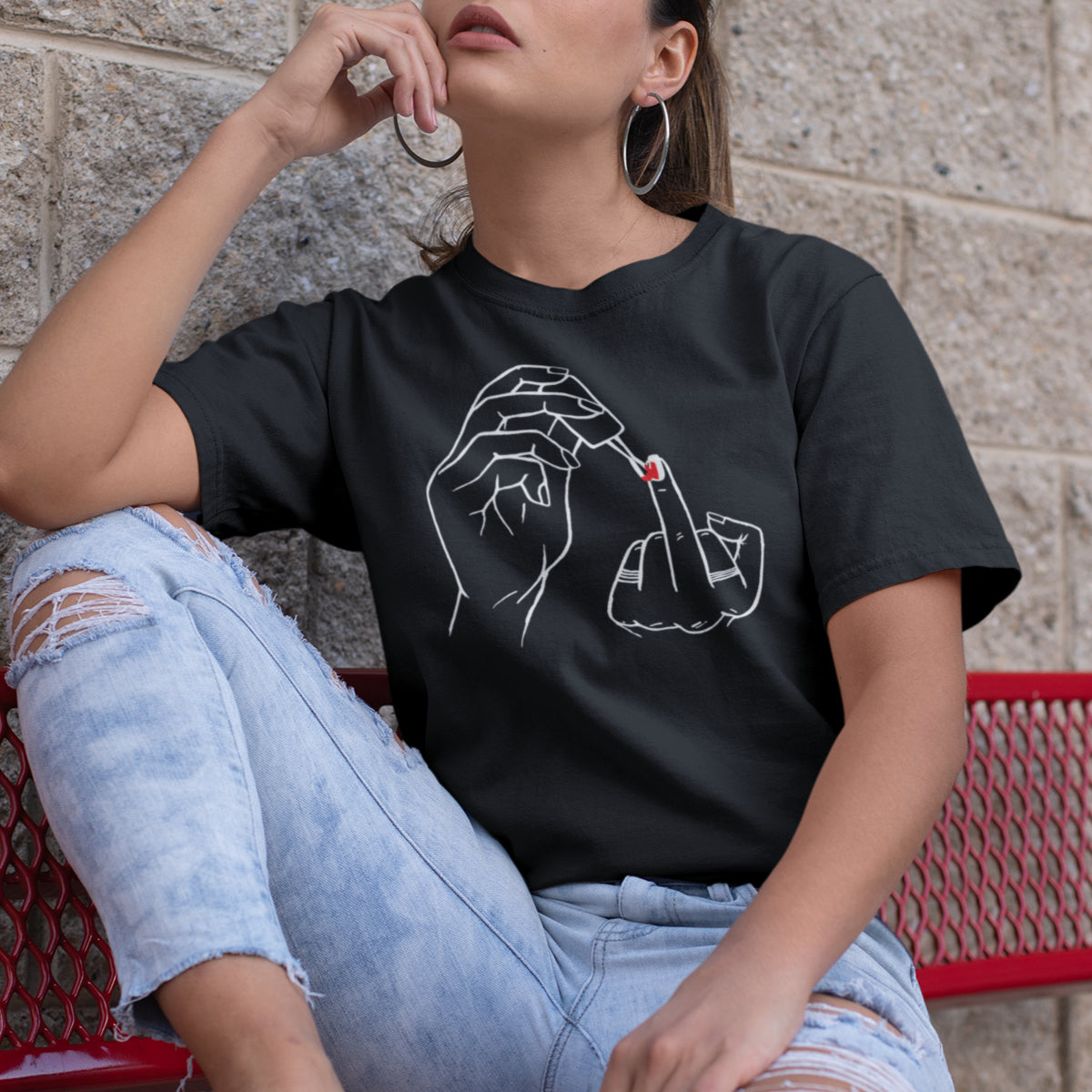 Must UNISEX T-särk Küünelakk