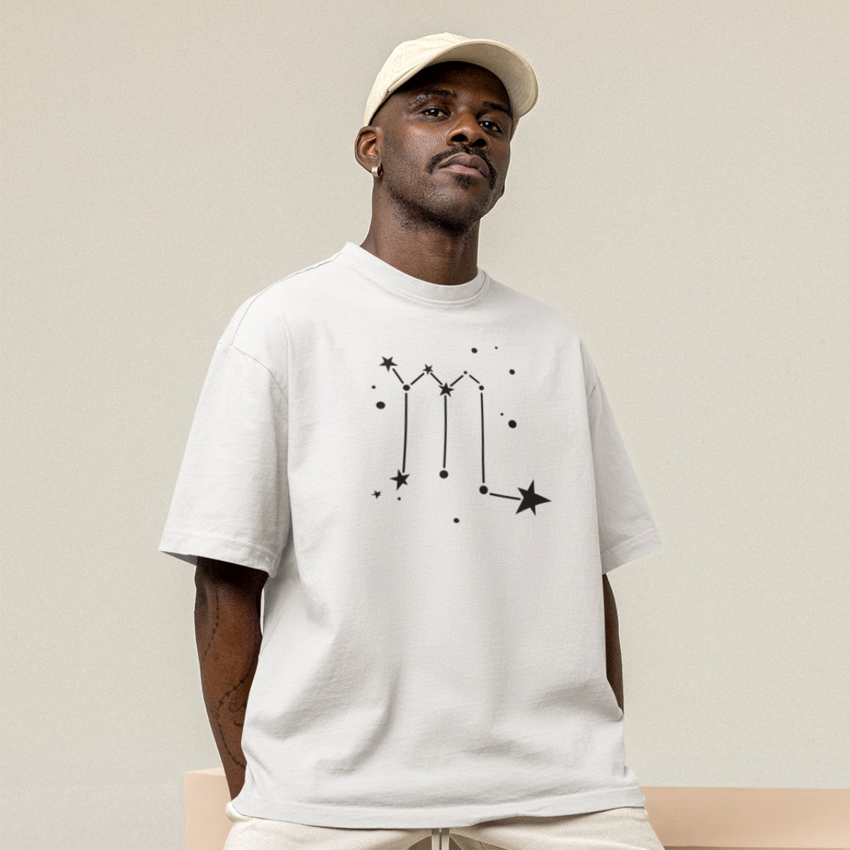 Valge UNISEX T-särk Tähtkuju Skorpion