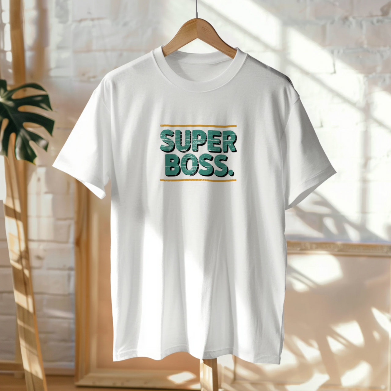 Valged UNISEX T-särgid "Super Boss"