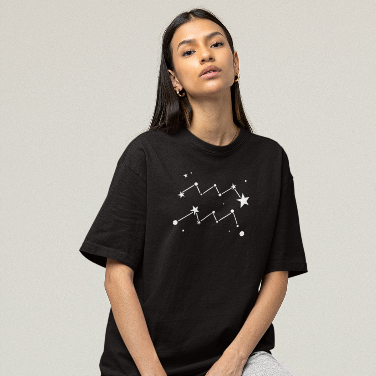 Must UNISEX T-särk Tähtkuju Veevalaja