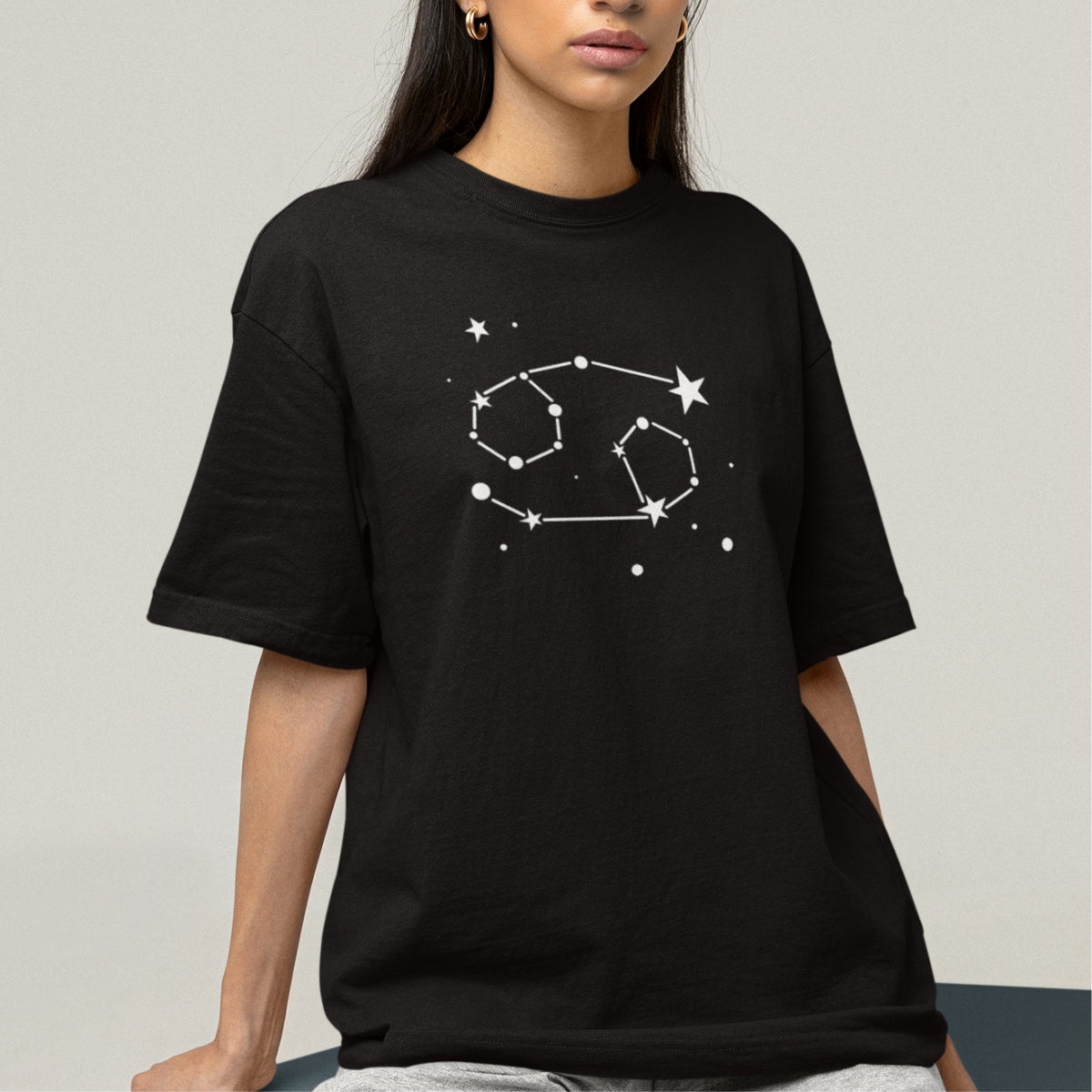 Must UNISEX T-särk Tähtkuju Vähk